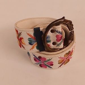 VINTAGE Size M 34-36 Floral Hearts White-Orange-Yellow-Brown-Wine-Red Colors PD